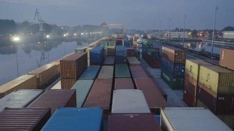 Drone footage of the intermodal terminal. Stock Footage 105746670