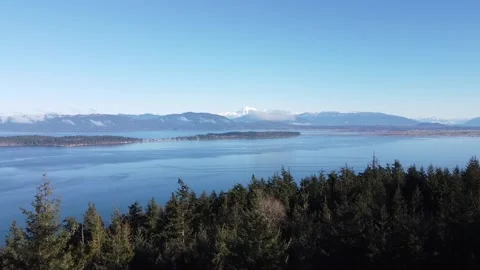 Drone Footage - Islands, Ocean with View of Mt. Baker Stock Footage 250355943