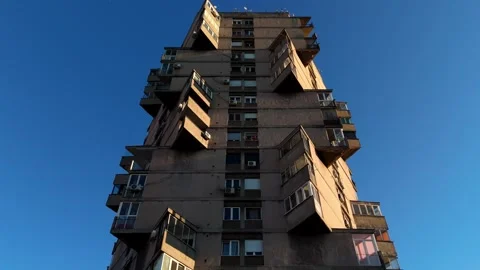 Drone footage of Karaburma Tower in Belgrade, Serbia iconic Yugoslav-era 動画素材 320553653