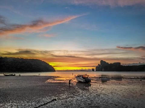 Drone Footage at Koh Phi Phi in Thailand Stock Photos