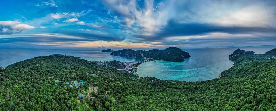 Drone Footage at Koh Phi Phi in Thailand Stock Photos