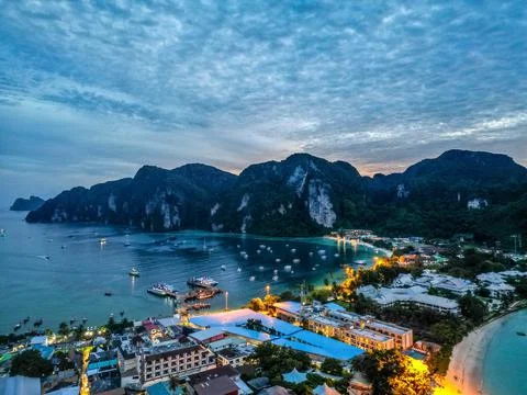 Drone Footage at Koh Phi Phi in Thailand Stock Photos