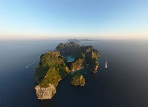 Drone Footage at Koh Phi Phi in Thailand Stock Photos