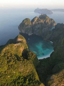 Drone Footage at Koh Phi Phi in Thailand Stock Photos