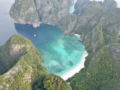Drone Footage at Koh Phi Phi in Thailand Stock Photos