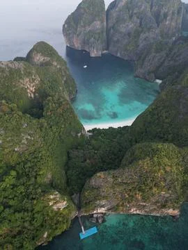 Drone Footage at Koh Phi Phi in Thailand Stock Photos