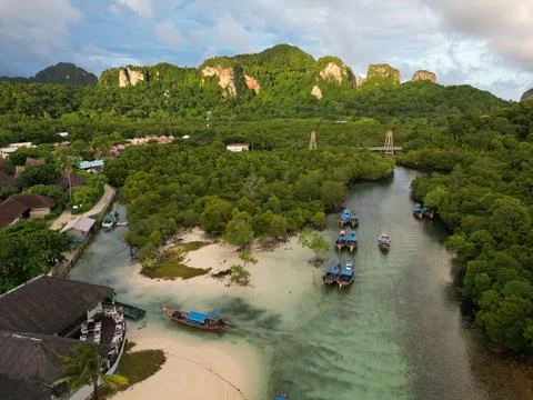 Drone Footage at Koh Phi Phi in Thailand Stock Photos