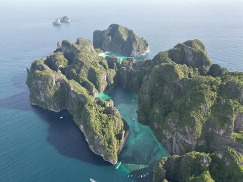 Drone Footage at Koh Phi Phi in Thailand Stock Photos