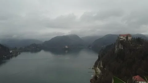 Drone footage of the lake Bled Stock Footage 242709161