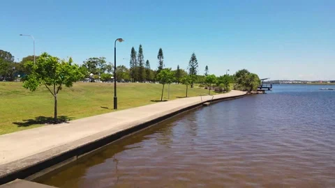 Drone footage of Lake Kawana in Sunshine Coast, Queensland Stock Footage
