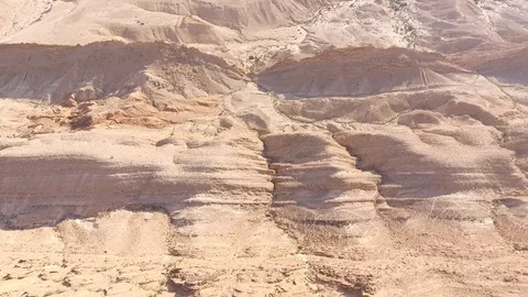 Drone footage of large canyons camera tilting down in the south of Tunisia Stock Footage 79737516