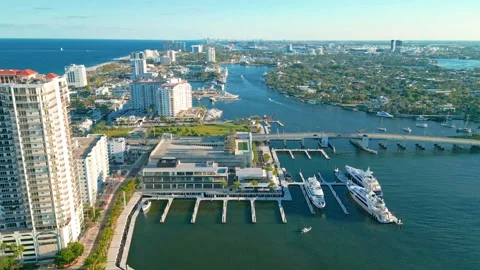 Drone Footage of Las Olas Area and Downtown Fort Lauderdale Stock Footage 318735757
