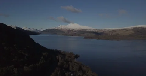 Drone footage of Loch Stock Footage 104862968