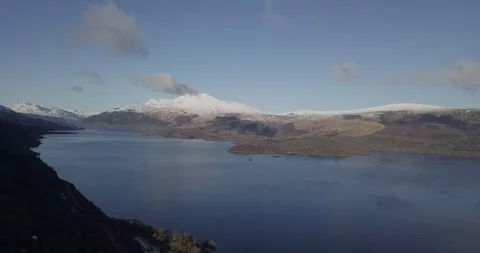 Drone footage of Loch Stock Footage 104863233