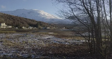 Drone footage of Loch Stock Footage 104971505