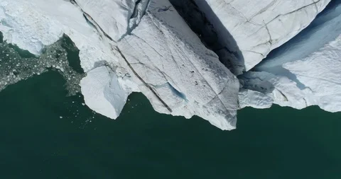 Drone Footage Looking Directly Down On A Glacier - Pulling Up Stock Footage 96044050