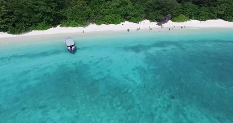 Drone footage from Lord Loughbolough or Sea Dragon Island in Myanmar (Burma) Stock Footage
