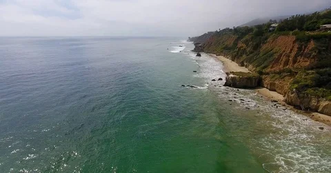 Drone footage Low Over El Matador State Beach  Stock Footage 76204553