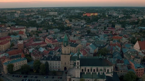 Drone footage of Lublin panorama. 動画素材 106950681