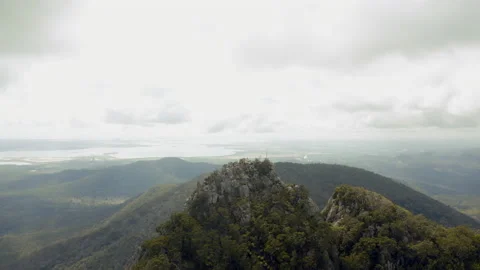 Drone footage of Mount Larcom, Gladstone Stock Footage 137511397
