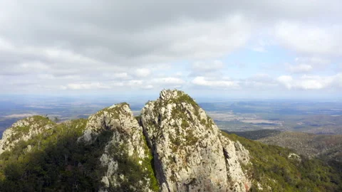 Drone footage of Mount Larcom, Gladstone Stock Footage 137514305