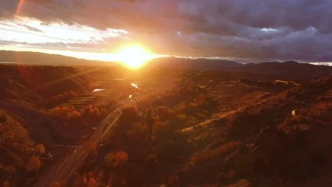 Drone footage of mountain during sunset Stock-Footage 127463573