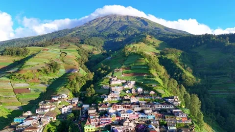 Drone footage of Nepal van Java, a vibrant mountain village in Central Java Stock Footage 321740915