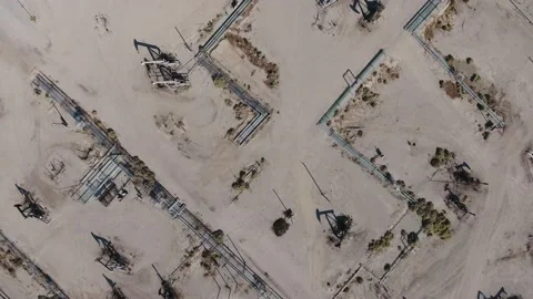 Drone Footage of  Oil Fields Vertical For Editorial Use Only Stock Footage 147516952