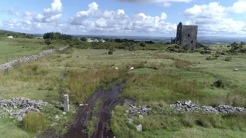 Drone footage of Old Tin Mine, set on Dartmoor.. England UK Stock Footage 79040776