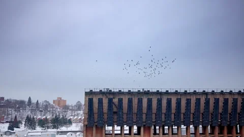 Drone footage of an ore dock loading iron ore onto freighters on Lake Superior 動画素材 334766737