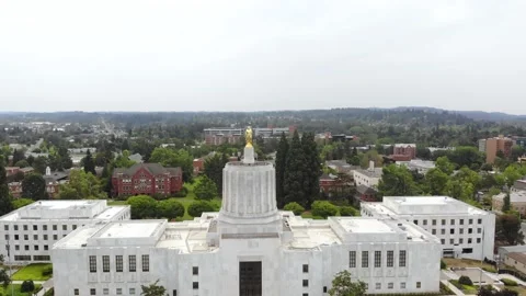 Drone footage of Oregon State Capitol in Salem, Oregon, USA, 4k Stock Footage