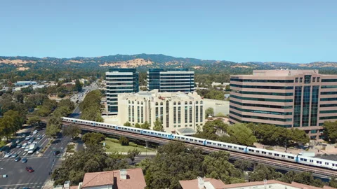Drone footage over the BART Station in Pleasant HIll, California Stock Footage 255676557