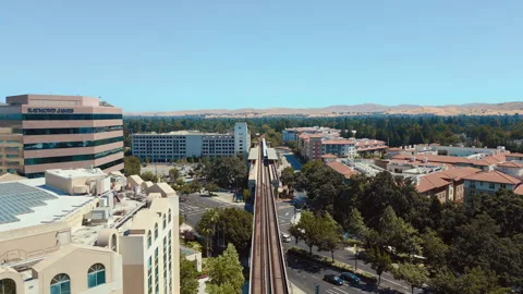 Drone footage over the BART Station in Pleasant HIll, California Stock Footage 255676567