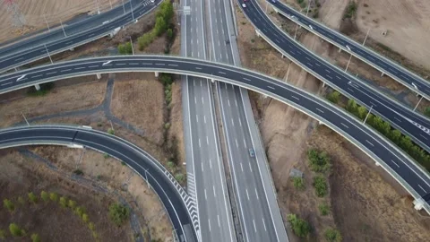 Drone footage over highway intersections Video stock 210082841