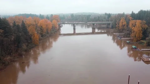 Drone Footage of overpass on Interstate 5 near Wilsonville Oregon Stock Footage 165243968