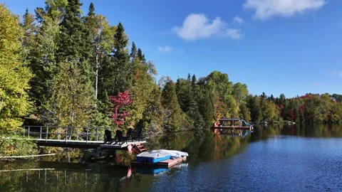 Drone footage of personalized recreational docks Stock Footage 346562831