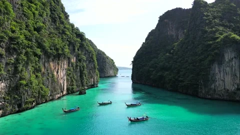 Drone Footage at Phi Phi Leh in Thailand Stock Footage 201458537