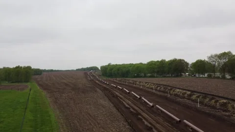 Drone Footage of Pipeline Replacement Stock Footage 196173510