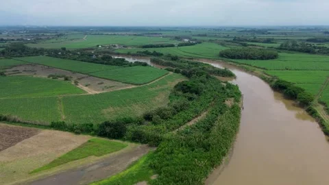 Drone Footage of a Powerful River Stock Footage 310701438