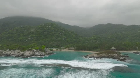 Drone Footage of Pristine Cabo San Juan Beach, Tayrona Park Video stock 283928212