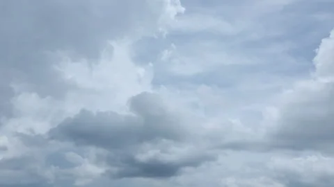 Drone Footage of Puffy Clouds Over Blue Sky Stock Footage 309567696