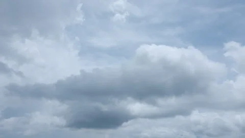 Drone Footage of Puffy Clouds Over Blue Sky Stock Footage 309570280