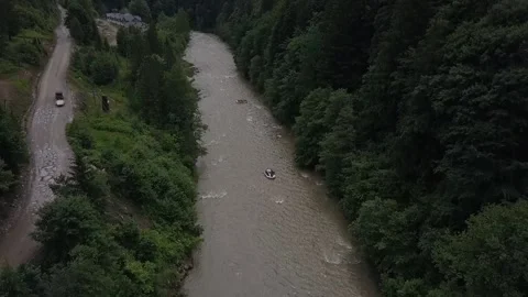 Drone footage of rafting Video stock 170843152