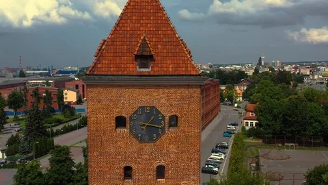Drone footage of the red bricks tower. Stock Footage 115726720
