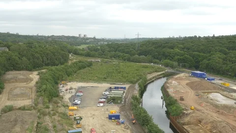 Drone Footage of Redevelopment, Leeds UK Video stock 101558087
