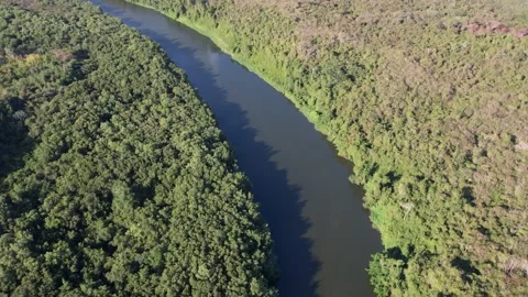 Drone footage of river in sunset Stock Footage 236531252