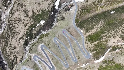 Drone footage of the road in the alps Stock Footage 246714619