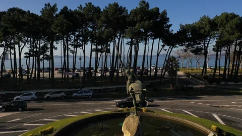 Drone footage roundabout samil beach during winter Video stock 130122800