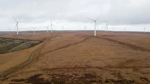 Drone Footage Scout Moor Wind farm 24 動画素材 220105148