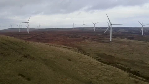 Drone Footage Scout Moor Wind farm 22 動画素材 220107959